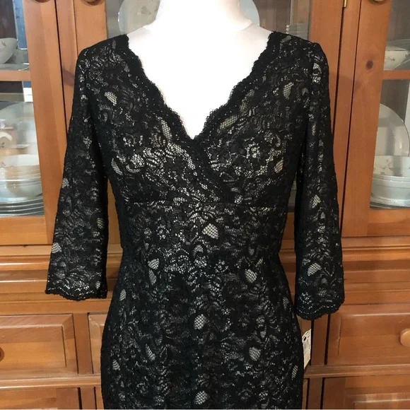 👗NWT Adrianna Papell Black Lace Dress - Picture 3 of 6